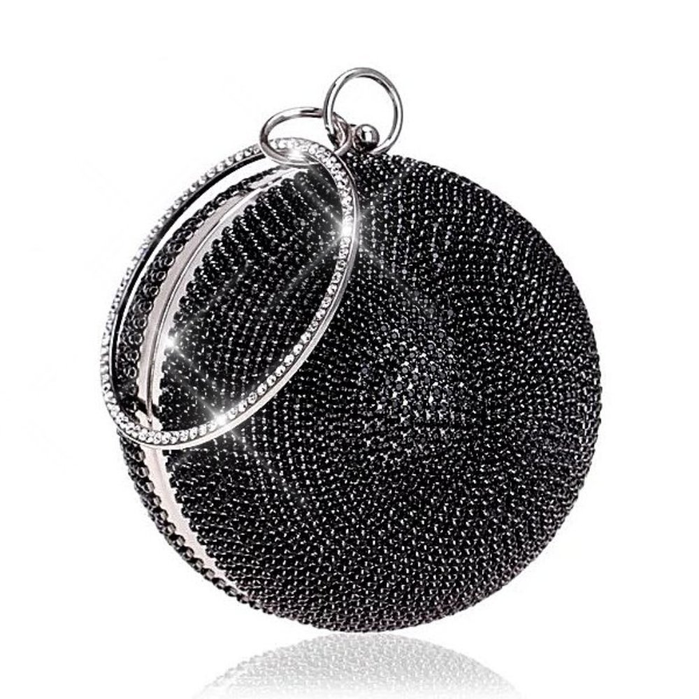 NWT Sparkling Bling Swarovski Crystal Rhinestone Round Ball Purse: Silve… - Picture 11 of 14